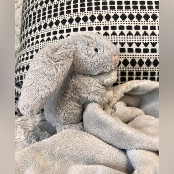 Jellycat Grey Bunny Rabbit Lovey Security Blanket Plush Stuffed - Picture 2 of 8